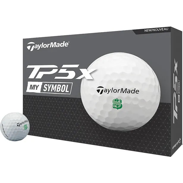 Bola de Golfe TaylorMade TP5X My Symbol Dollar - Branco (12 Unidades)