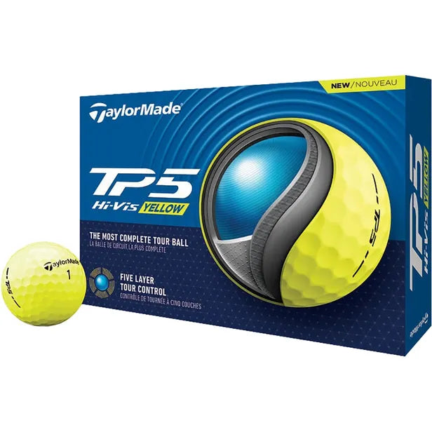 Bola de Golfe TaylorMade TP5 Hi-Vis N7668601 - Amarelo (12 Unidades)